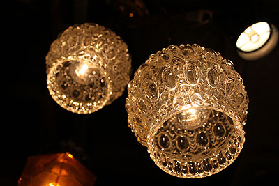 Glass Bubble Lamps on Vintage Glass Hanging Lamp Shinny Amber