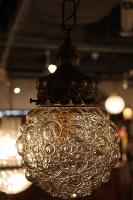 シャンパーアンバーカラーのバブルグラス　希少なヴィンテージグラスです