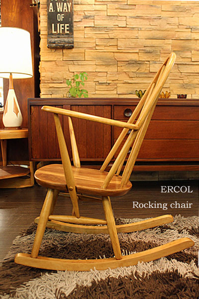 【美品】ERCOL チェアメーカーズ ロッキングチェア クッション付き